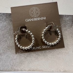 NWOT Giani Bernini Sterling Silver Beaded Hoop Earrings